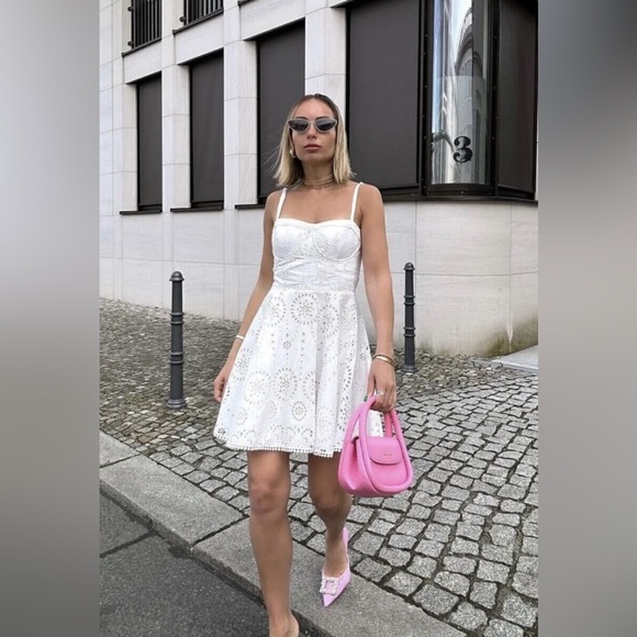 Zara mini dress Crochet Embroidered openwork boho sundress summer - Picture 15 of 16